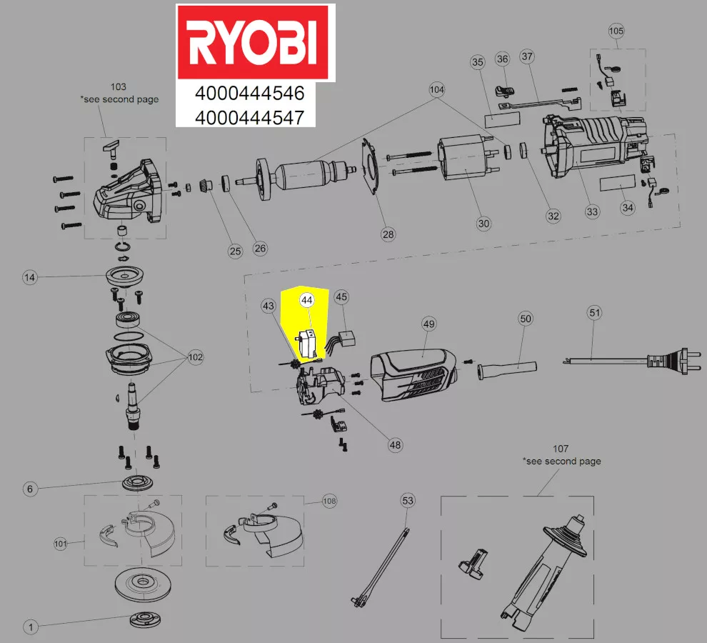 interrupteur marche-arrêt réf. 5131033170 Ryobi
